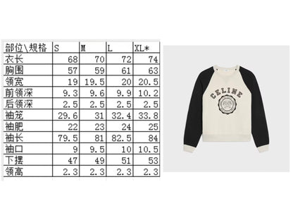 Celine Color-Block Flocked Logo Crewneck Sweatshirt – 2025FW