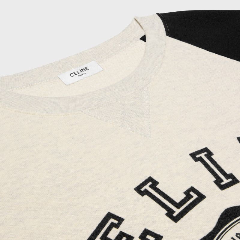 Celine Color-Block Flocked Logo Crewneck Sweatshirt – 2025FW