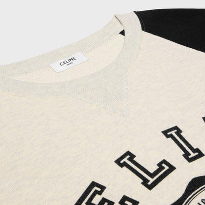 Celine Color-Block Flocked Logo Crewneck Sweatshirt – 2025FW