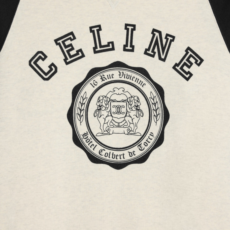 Celine Color-Block Flocked Logo Crewneck Sweatshirt – 2025FW