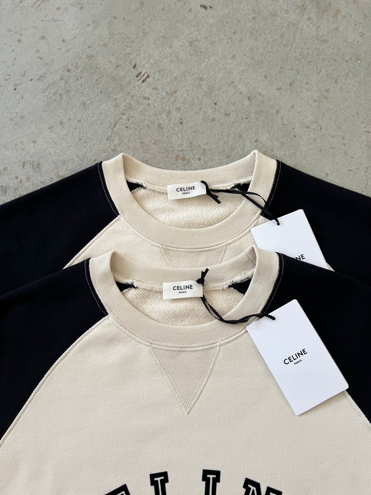 Celine Color-Block Flocked Logo Crewneck Sweatshirt – 2025FW