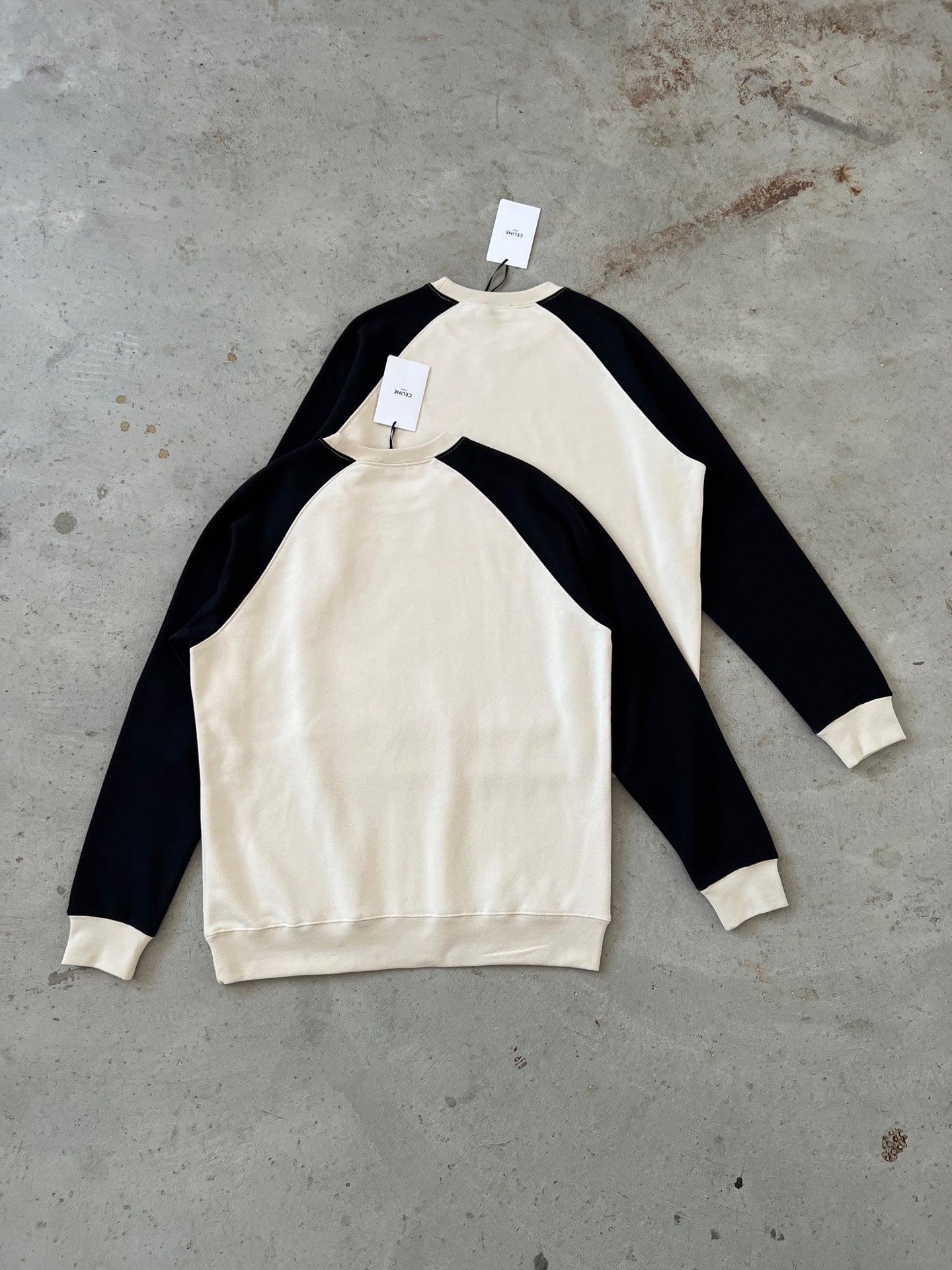 Celine Color-Block Flocked Logo Crewneck Sweatshirt – 2025FW