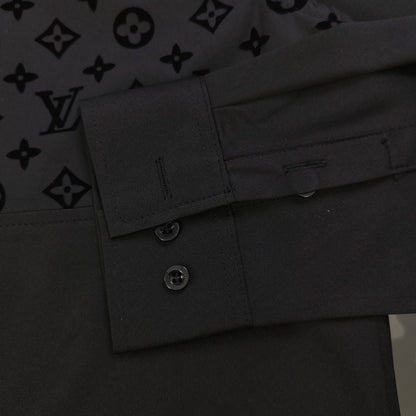 Louis Vuitton Flocked Logo Patchwork Long Sleeve Shirt – 2025 Collection