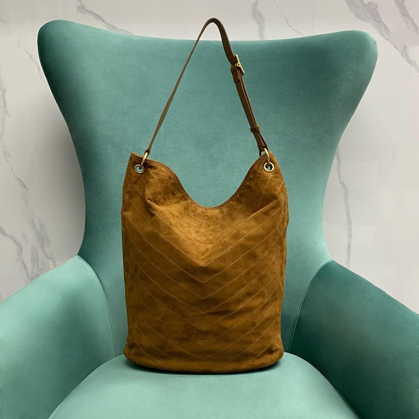 Saint Laurent Niki Suede Bucket Bag