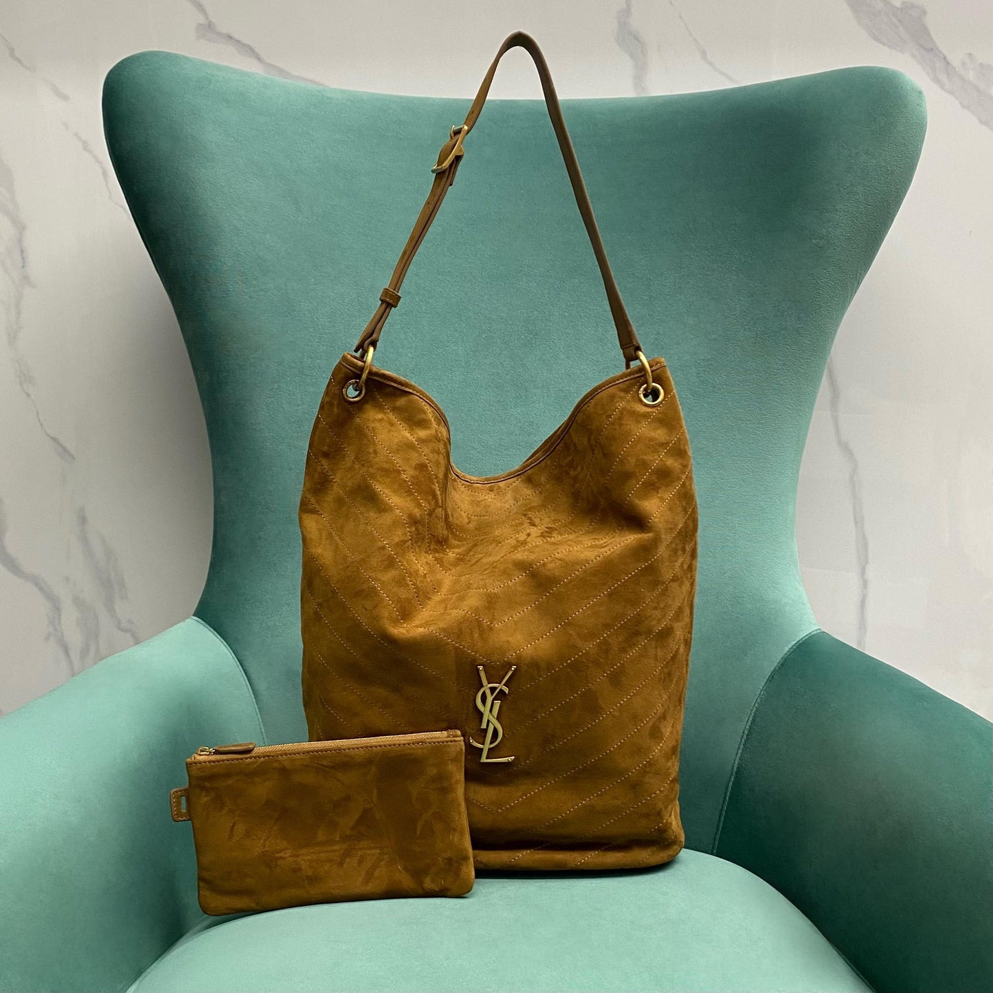 Saint Laurent Niki Suede Bucket Bag