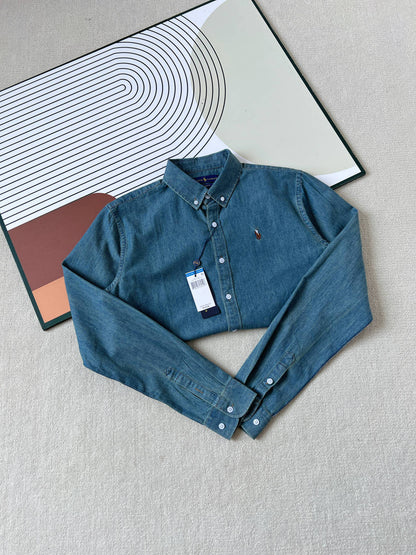 Ralph Lauren Washed Denim Shirt with Embroidered Logo