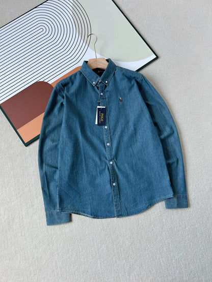 Ralph Lauren Washed Denim Shirt with Embroidered Logo
