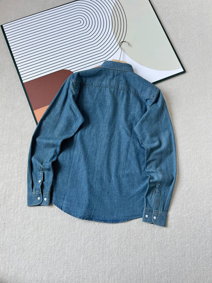 Ralph Lauren Washed Denim Shirt with Embroidered Logo