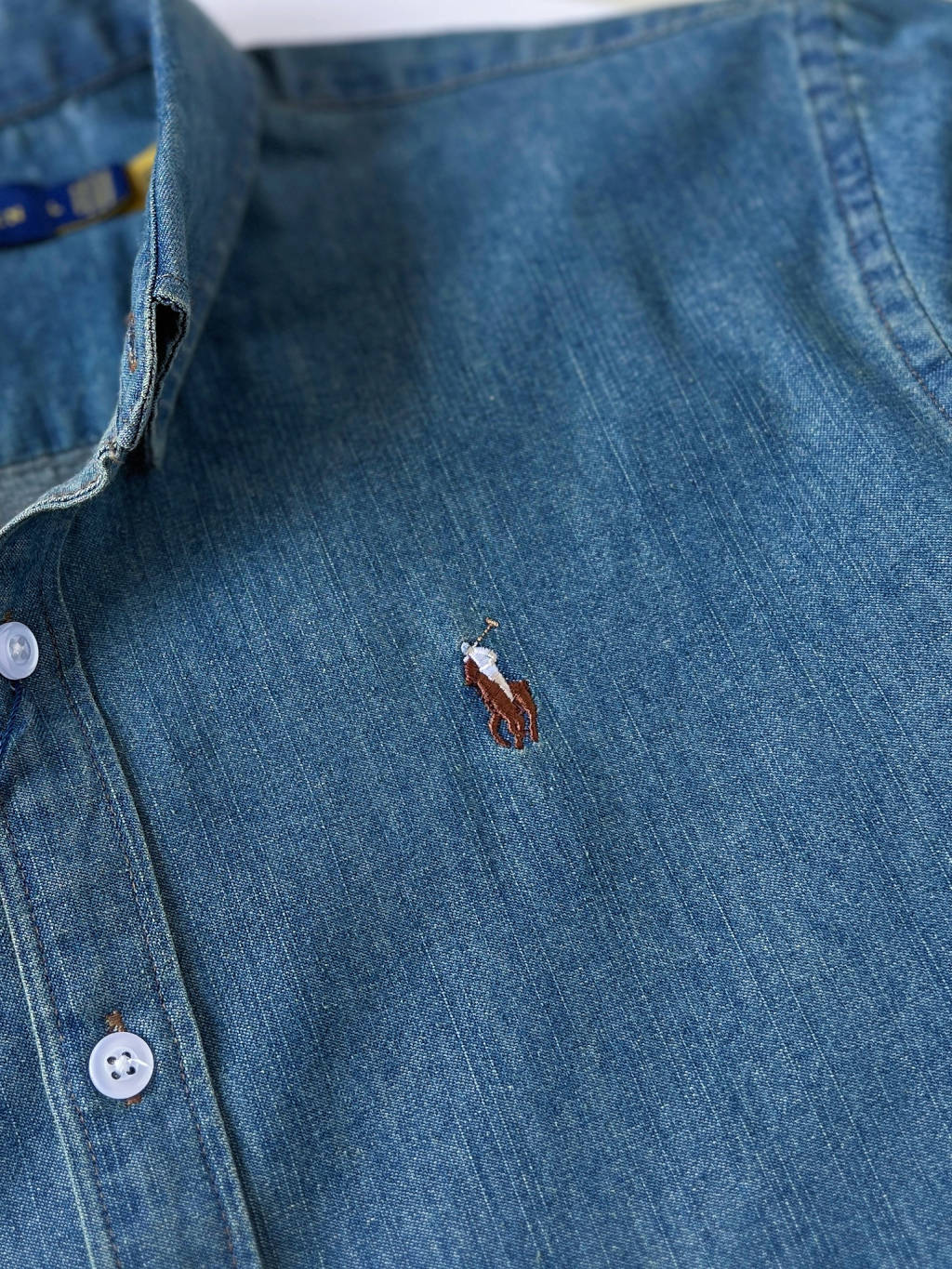 Ralph Lauren Washed Denim Shirt with Embroidered Logo