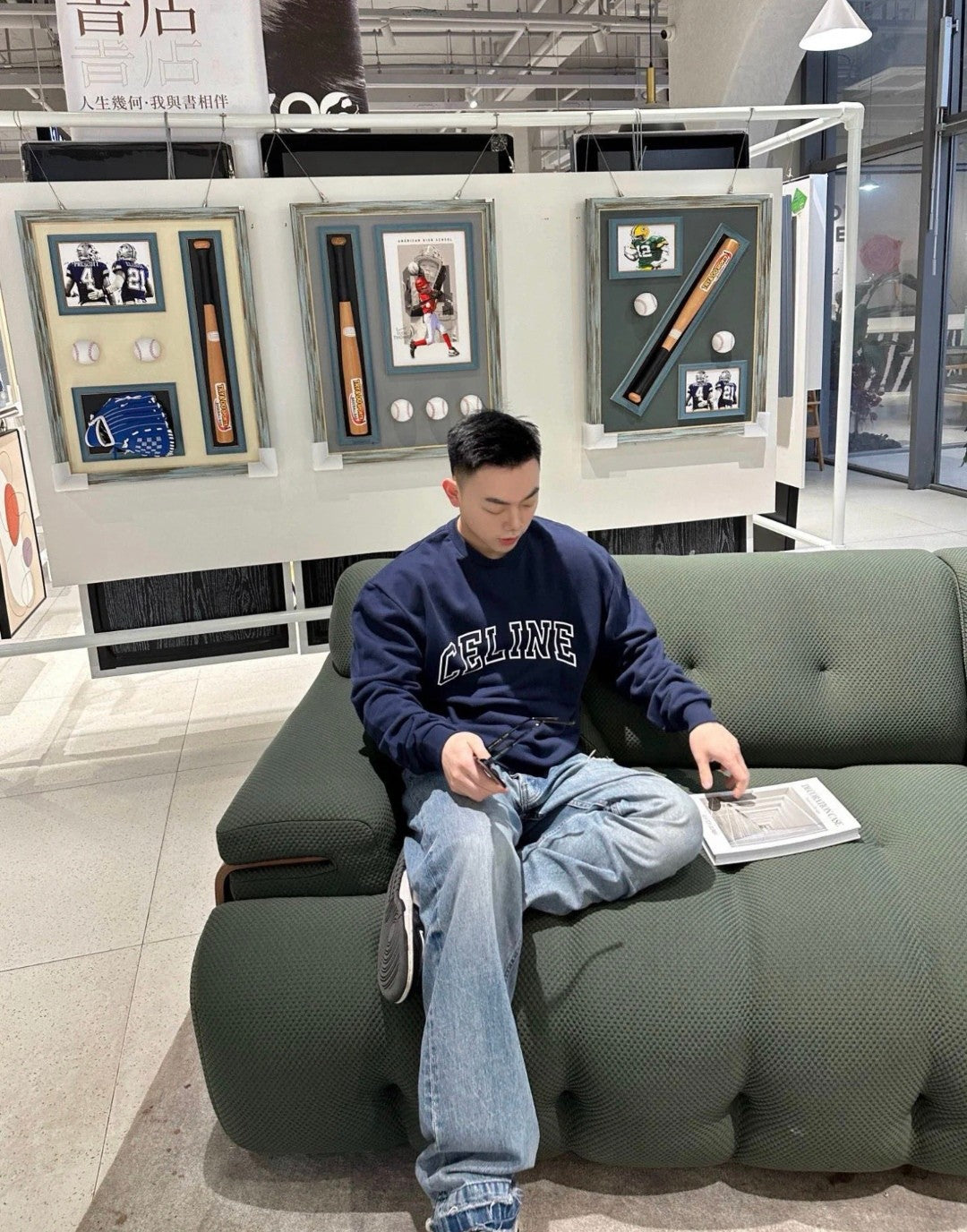 Celine Flocked Letter Pullover Sweatshirt – 2025FW