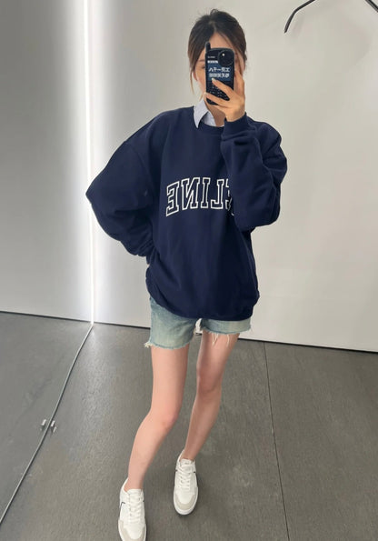 Celine Flocked Letter Pullover Sweatshirt – 2025FW