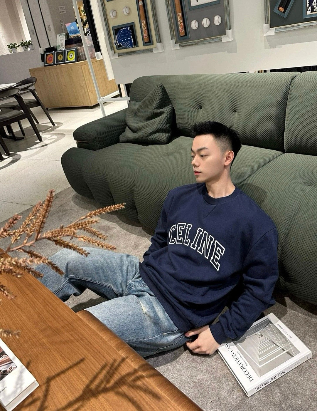 Celine Flocked Letter Pullover Sweatshirt – 2025FW