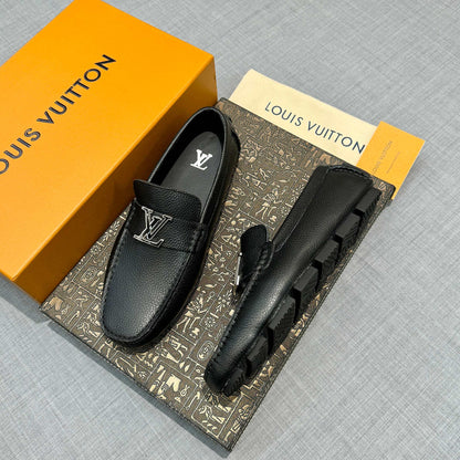 Louis Vuitton Men's Grained Leather Driving Shoes