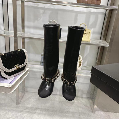 Chanel 25B Runway Chain Knee-High Boots – Autumn/Winter Collection