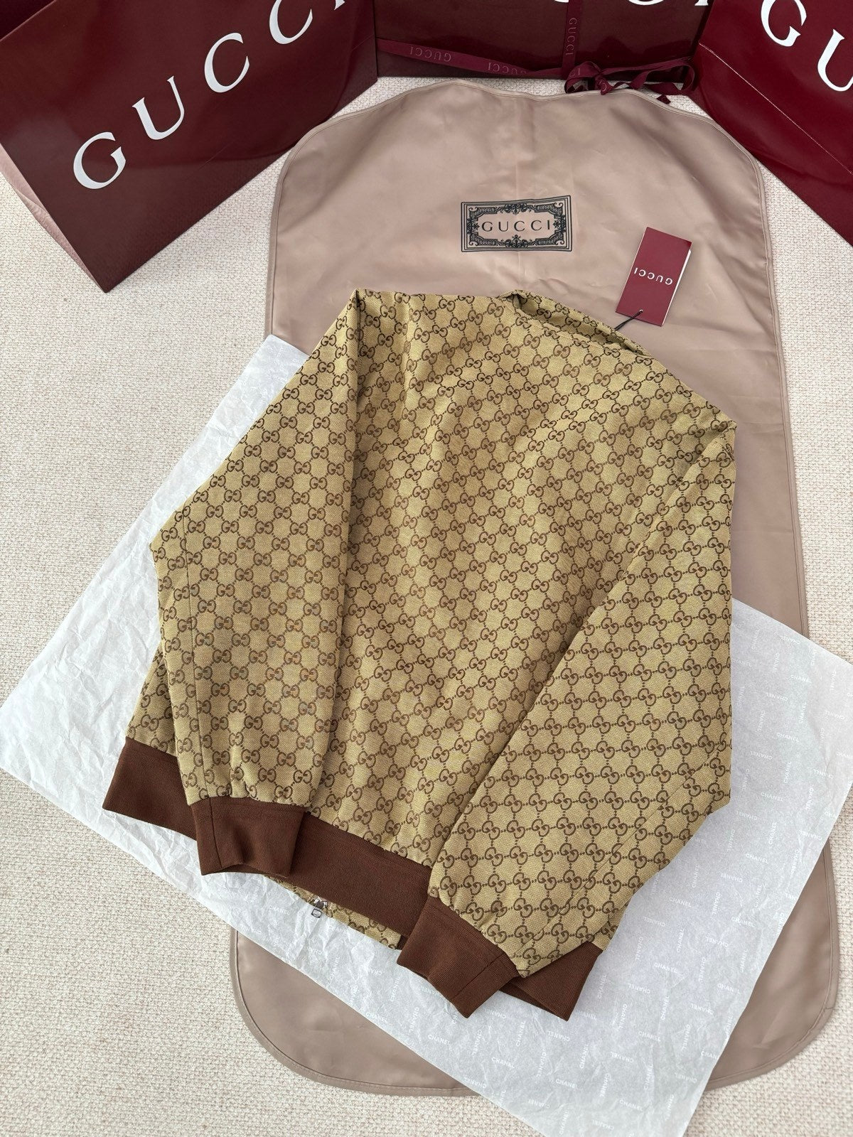 Gucci Double G Jacquard Canvas Bomber Jacket – FW25