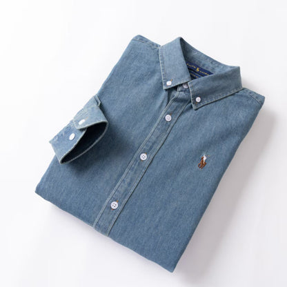 Ralph Lauren Washed Denim Shirt with Embroidered Logo