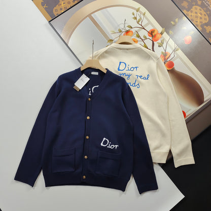 Dior CD Letter Embroidered Knit Cardigan – 2025 Fall