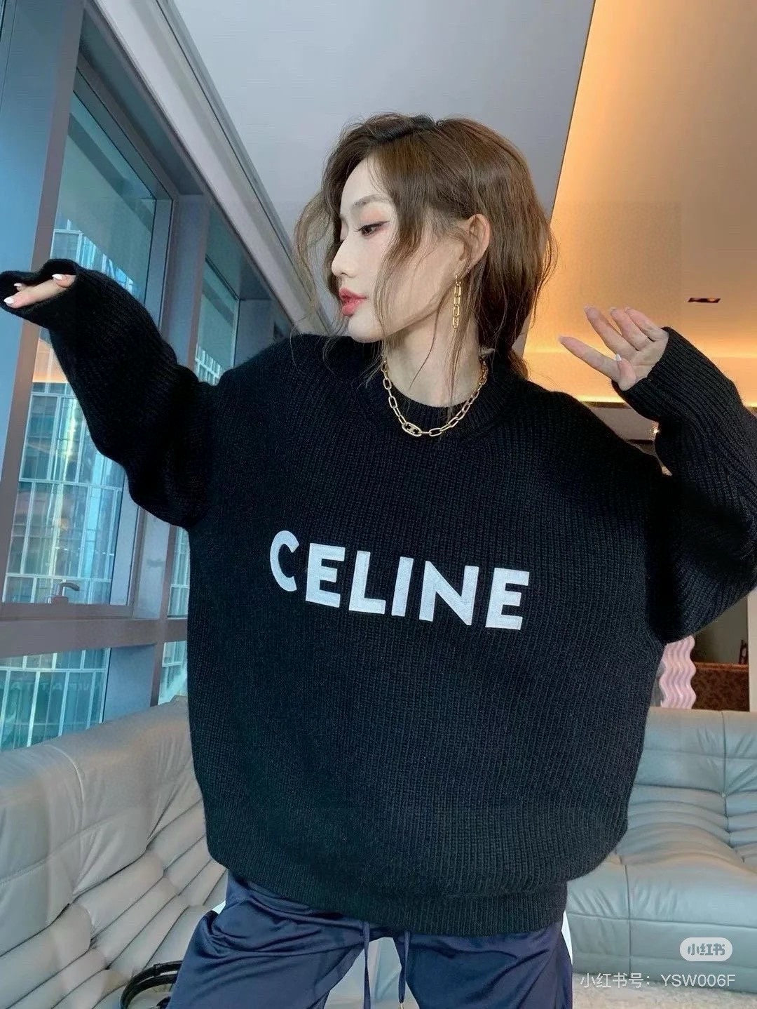 Celine Classic Embroidered Crewneck Sweater