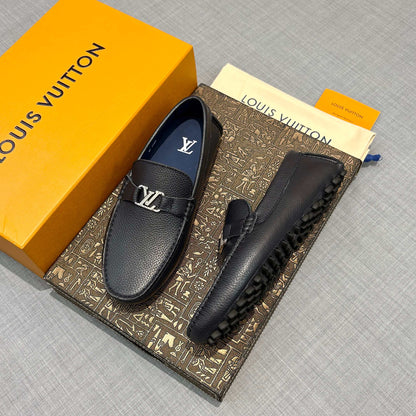 Louis Vuitton Men's Grained Leather Driving Shoes
