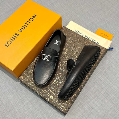 Louis Vuitton Men's Grained Leather Driving Shoes