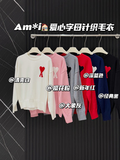 AMI Paris Heart Letter Knit Sweater