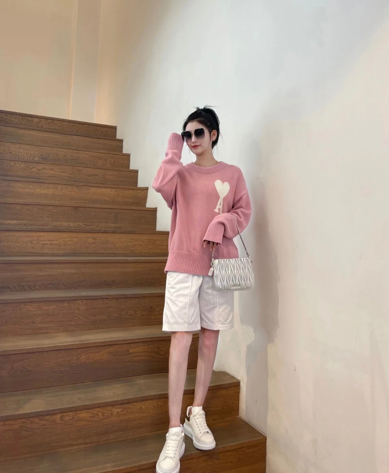 AMI Paris Heart Letter Knit Sweater