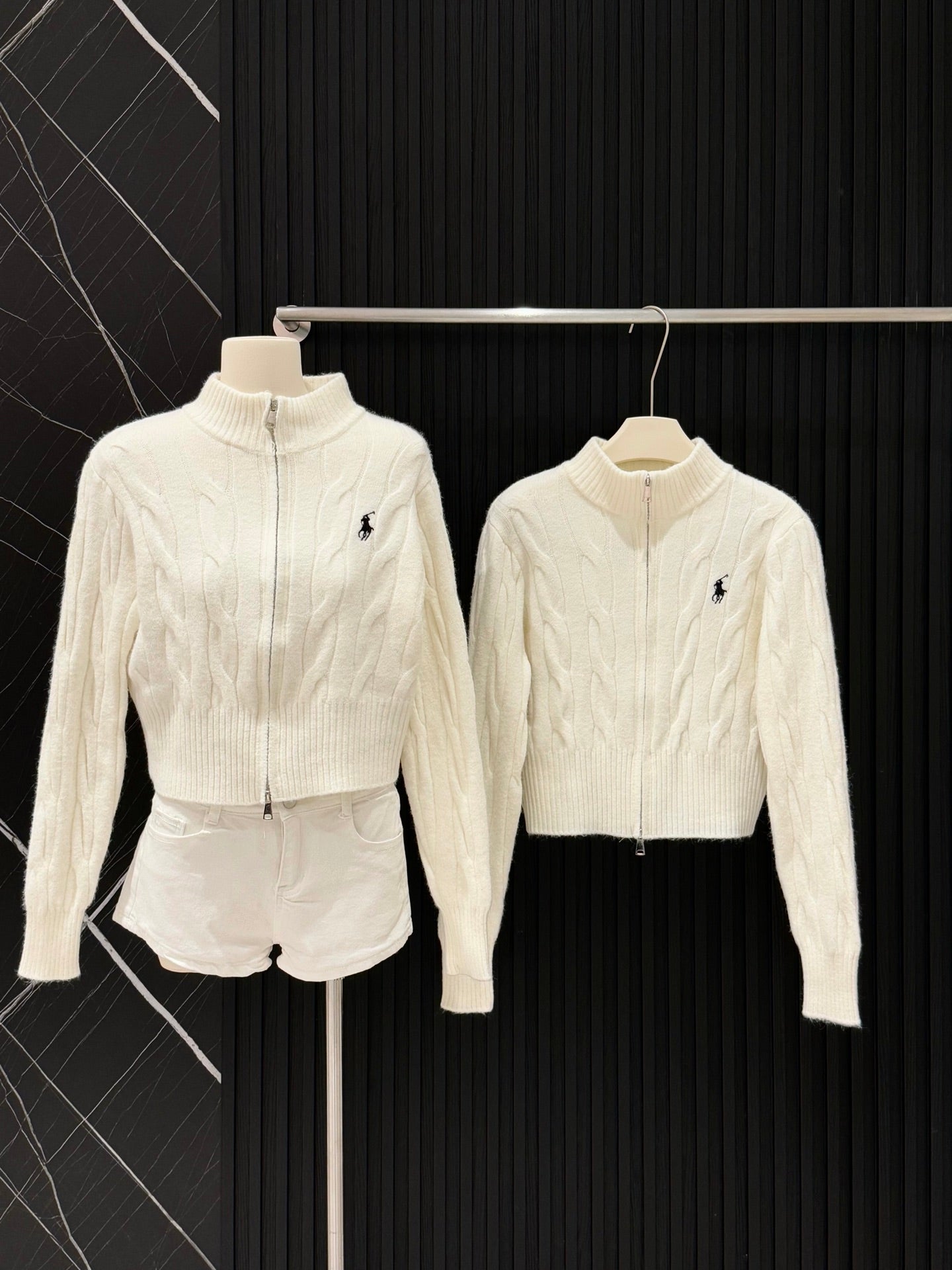 Ralph Lauren Double Zip Cable Knit Cardigan
