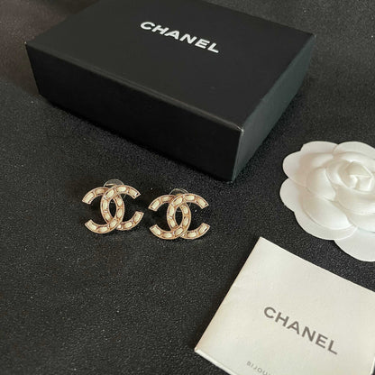 Chanel Vintage Letter Stud Earrings
