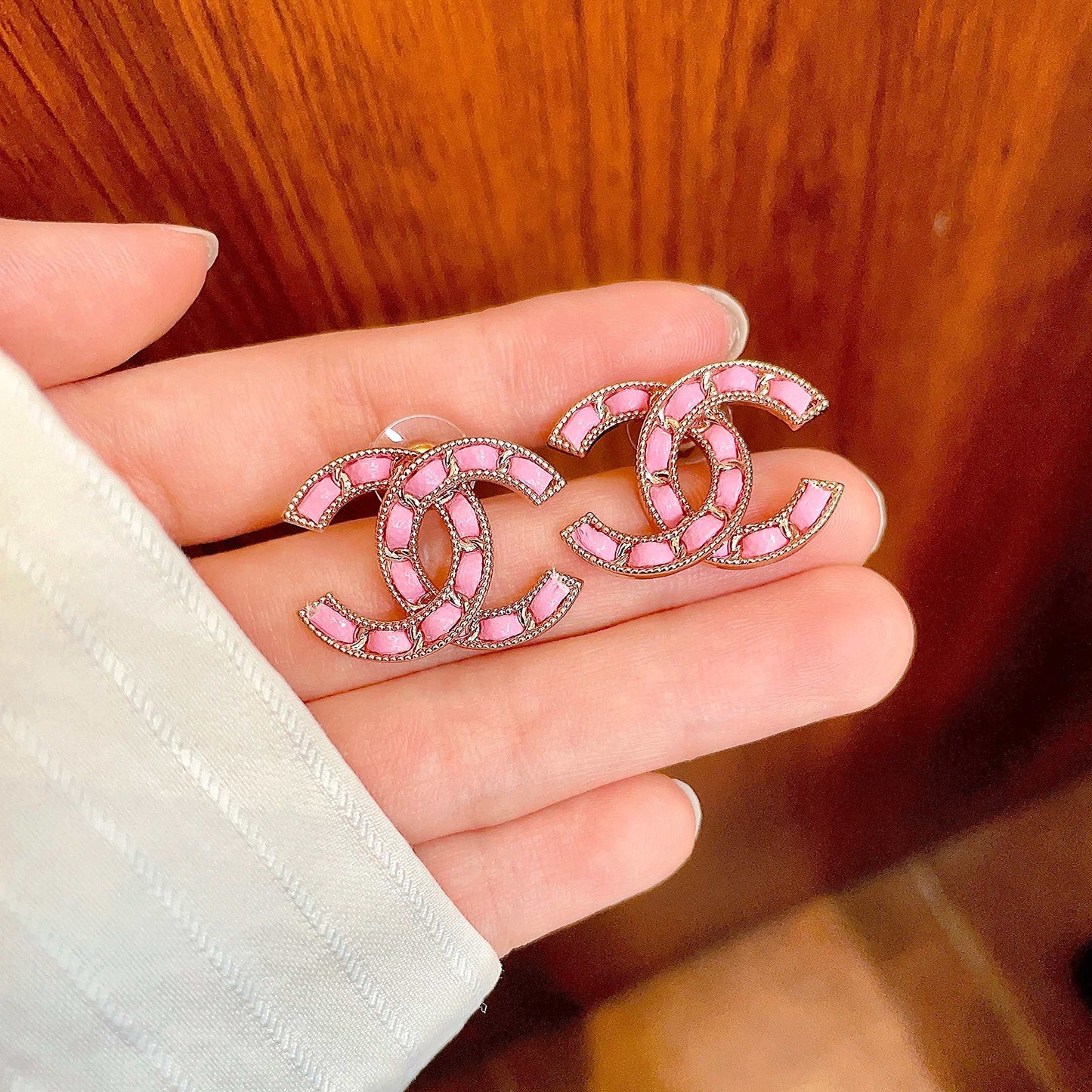 Chanel Vintage Letter Stud Earrings