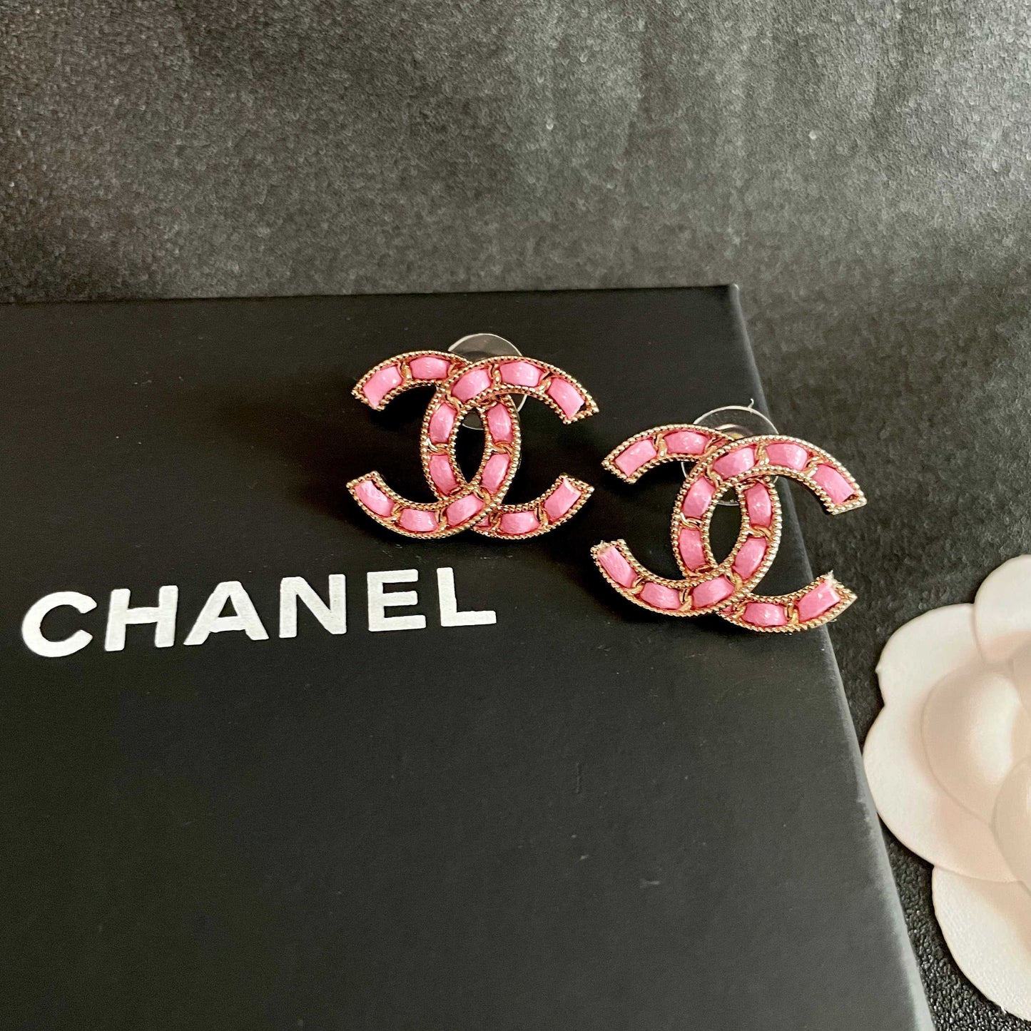 Chanel Vintage Letter Stud Earrings