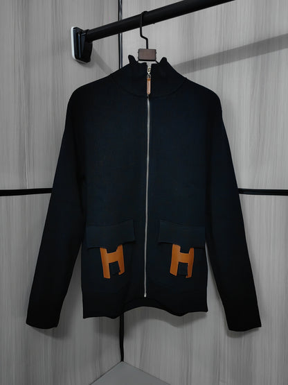 Hermès Unisex Wool-Blend Knit Cardigan – Autumn/Winter