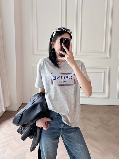 Celine Logo Print Cotton T-Shirt – Early Summer Collection – 2026SS