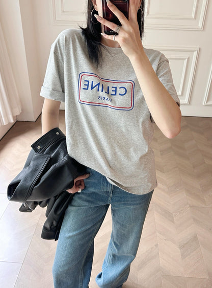 Celine Logo Print Cotton T-Shirt – Early Summer Collection – 2026SS