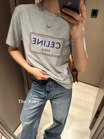 Celine Logo Print Cotton T-Shirt – Early Summer Collection – 2026SS