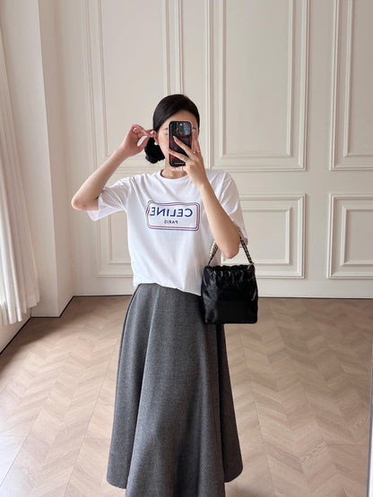 Celine Logo Print Cotton T-Shirt – Early Summer Collection – 2026SS