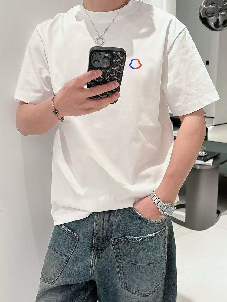 Moncler Classic Logo Embroidered Cotton T-Shirt