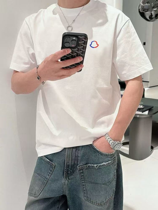 Moncler Classic Logo Embroidered Cotton T-Shirt