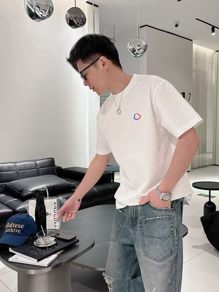Moncler Classic Logo Embroidered Cotton T-Shirt