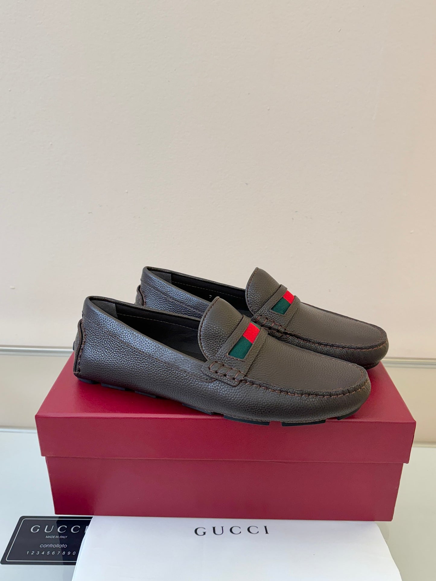 Gucci Men's Pebbled Leather and Suede Driving Shoes