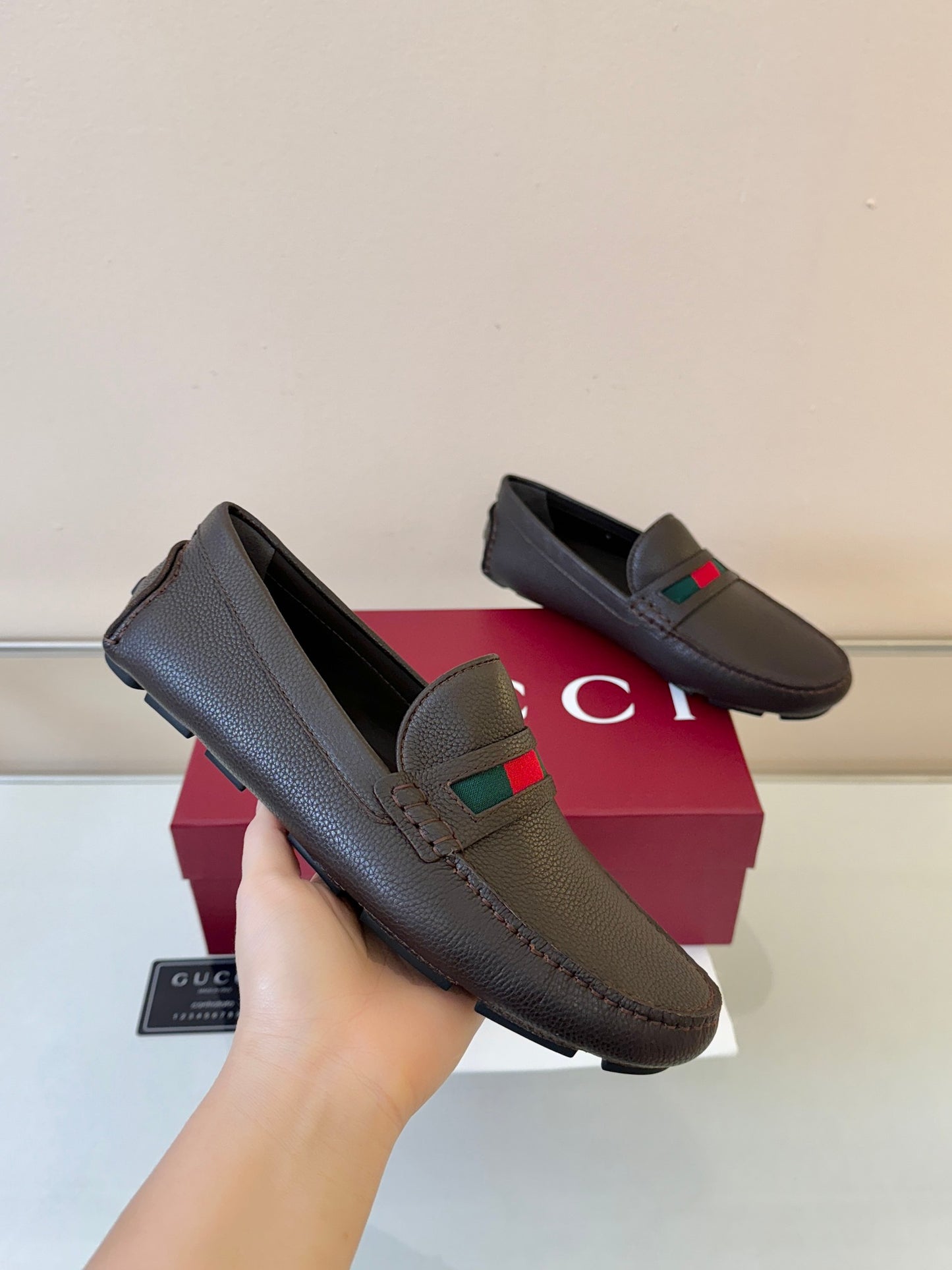 Gucci Men's Pebbled Leather and Suede Driving Shoes