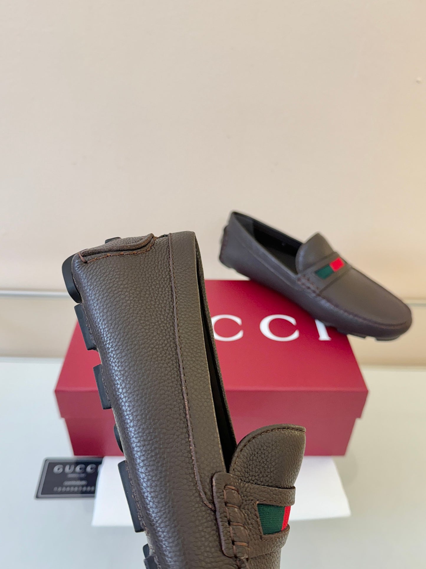 Gucci Men's Pebbled Leather and Suede Driving Shoes
