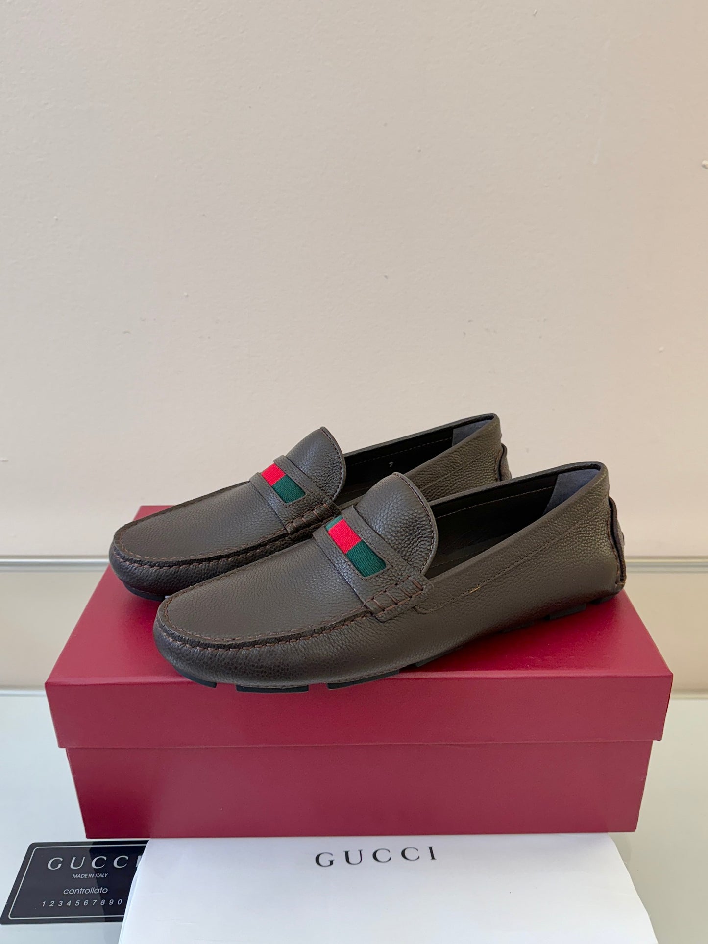 Gucci Men's Pebbled Leather and Suede Driving Shoes