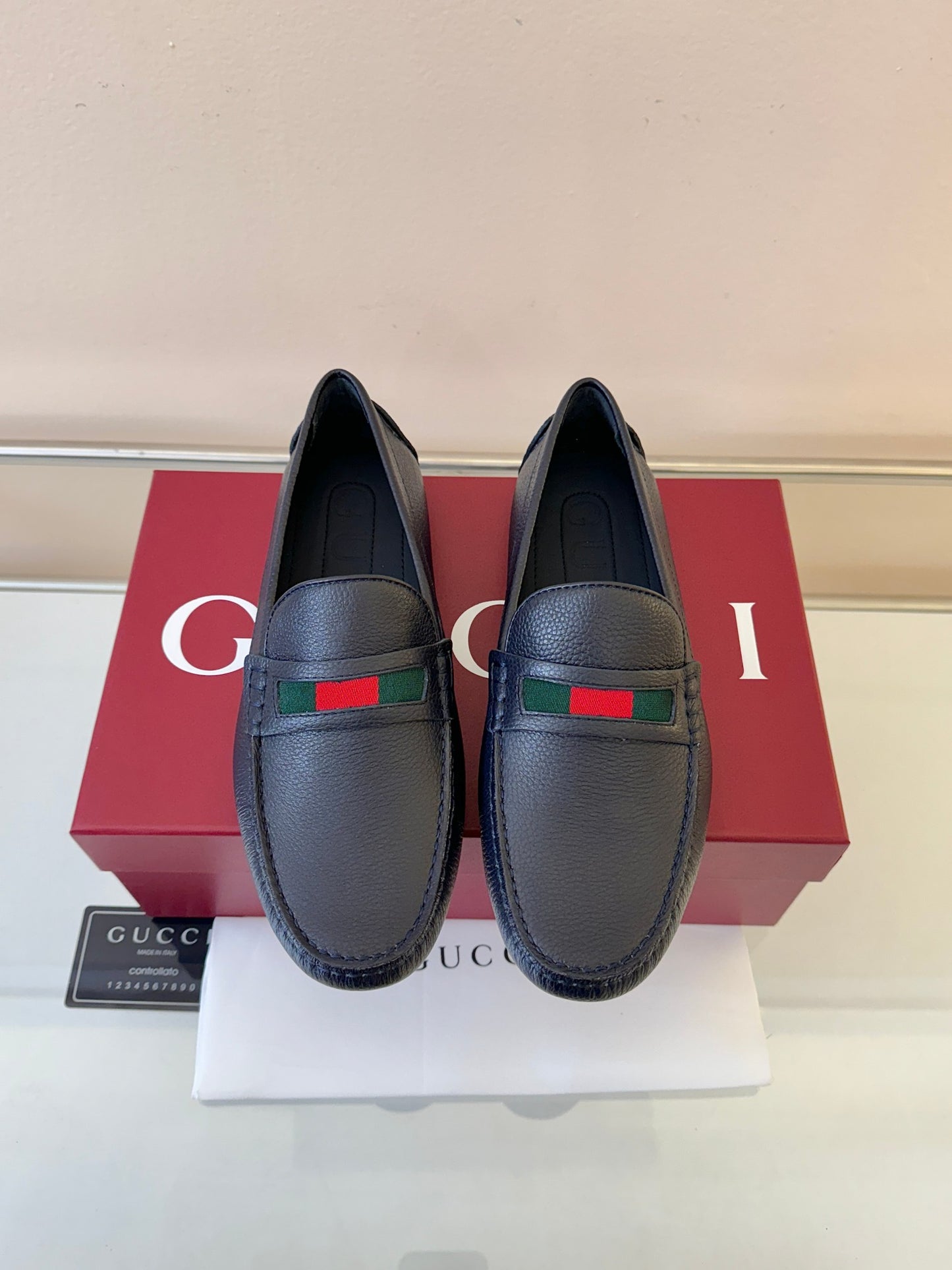 Gucci Men's Pebbled Leather and Suede Driving Shoes