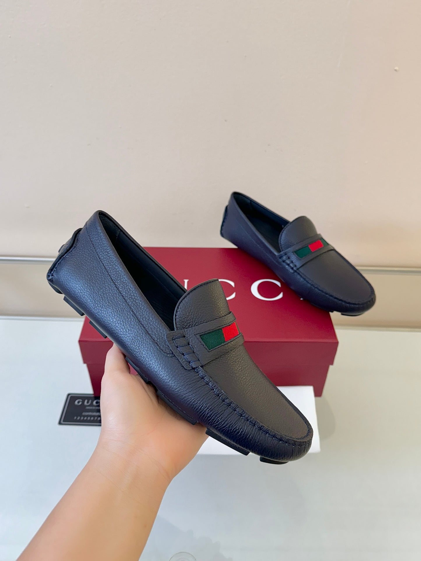Gucci Men's Pebbled Leather and Suede Driving Shoes