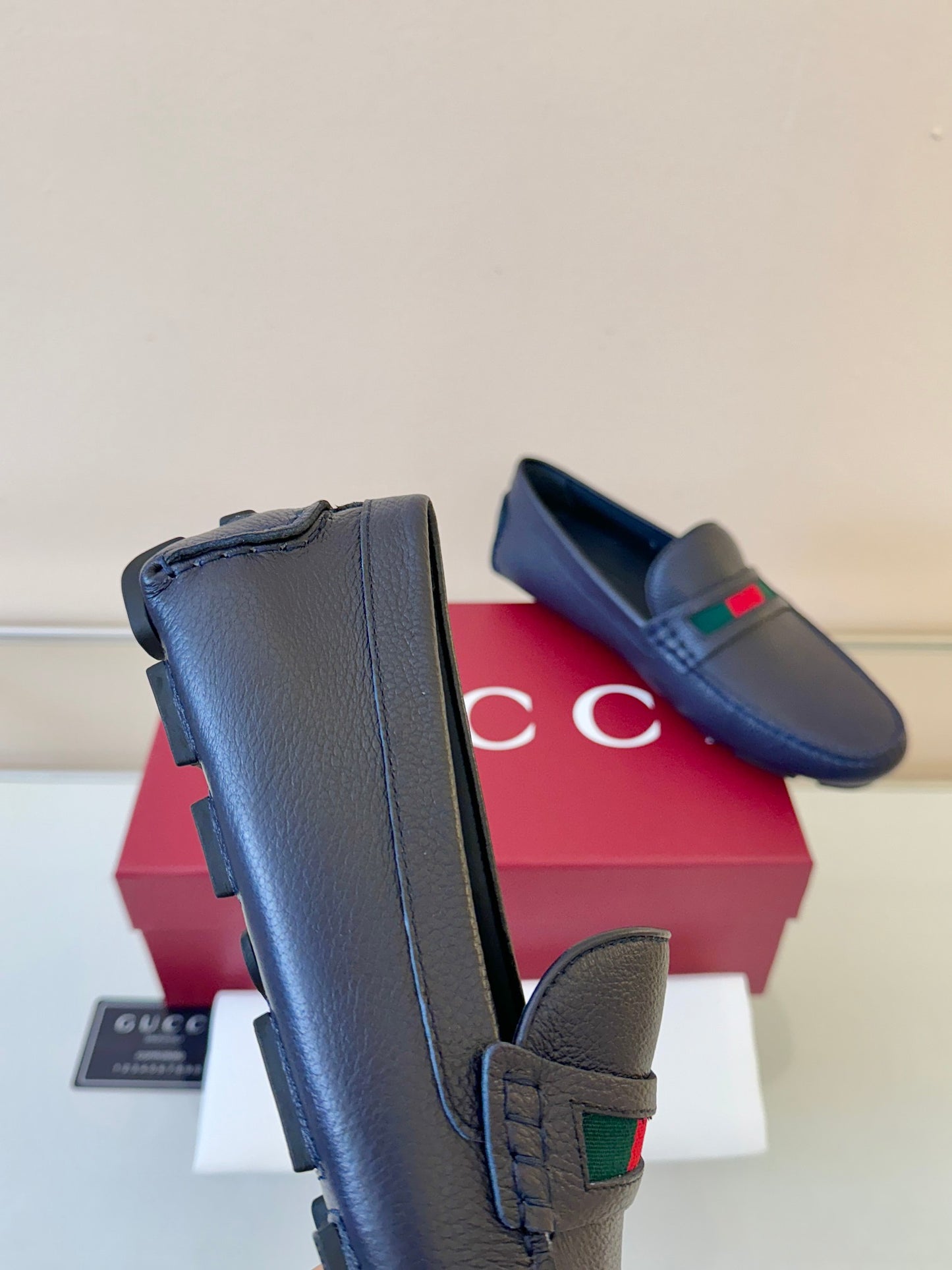 Gucci Men's Pebbled Leather and Suede Driving Shoes