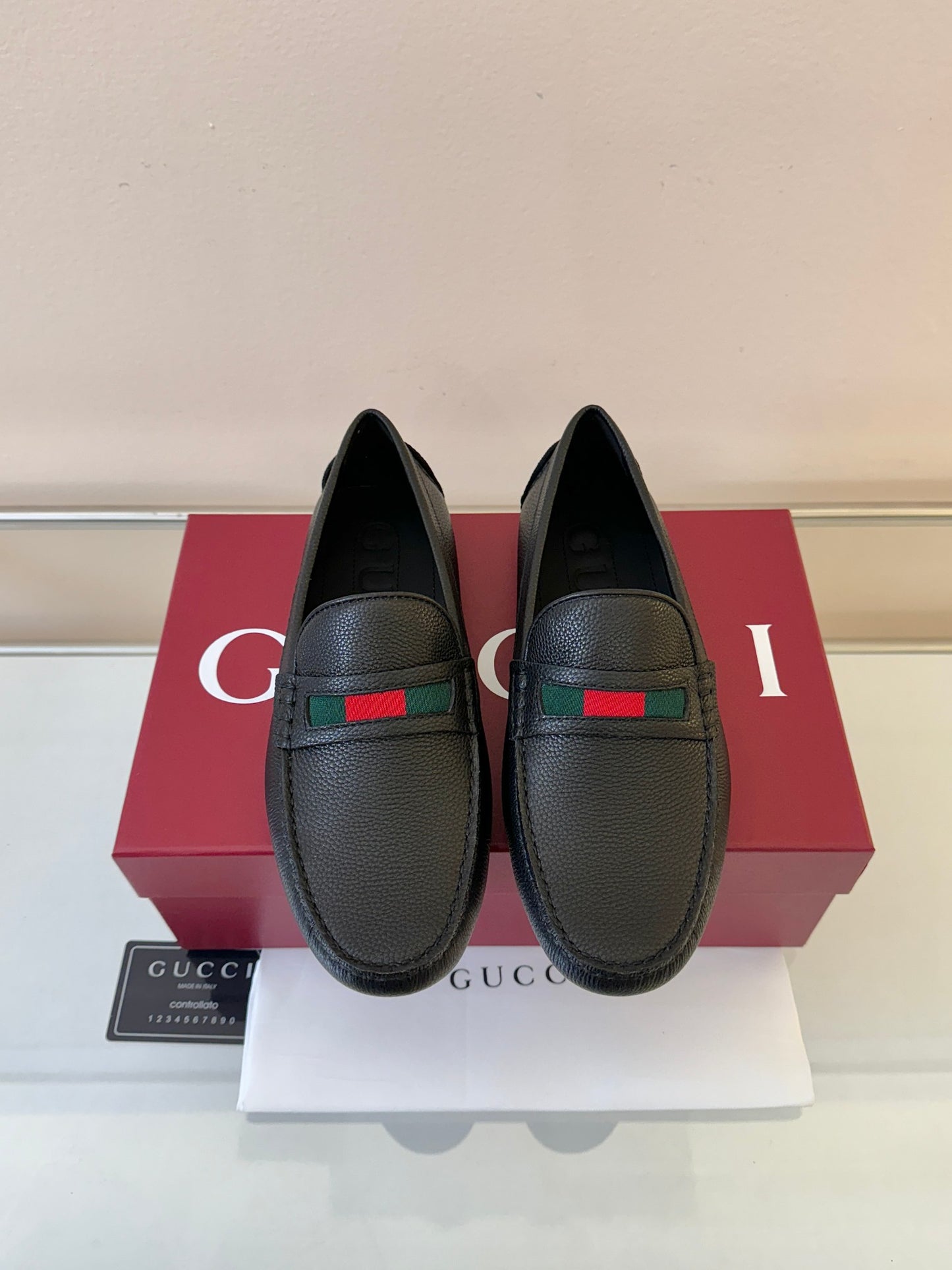 Gucci Men's Pebbled Leather and Suede Driving Shoes