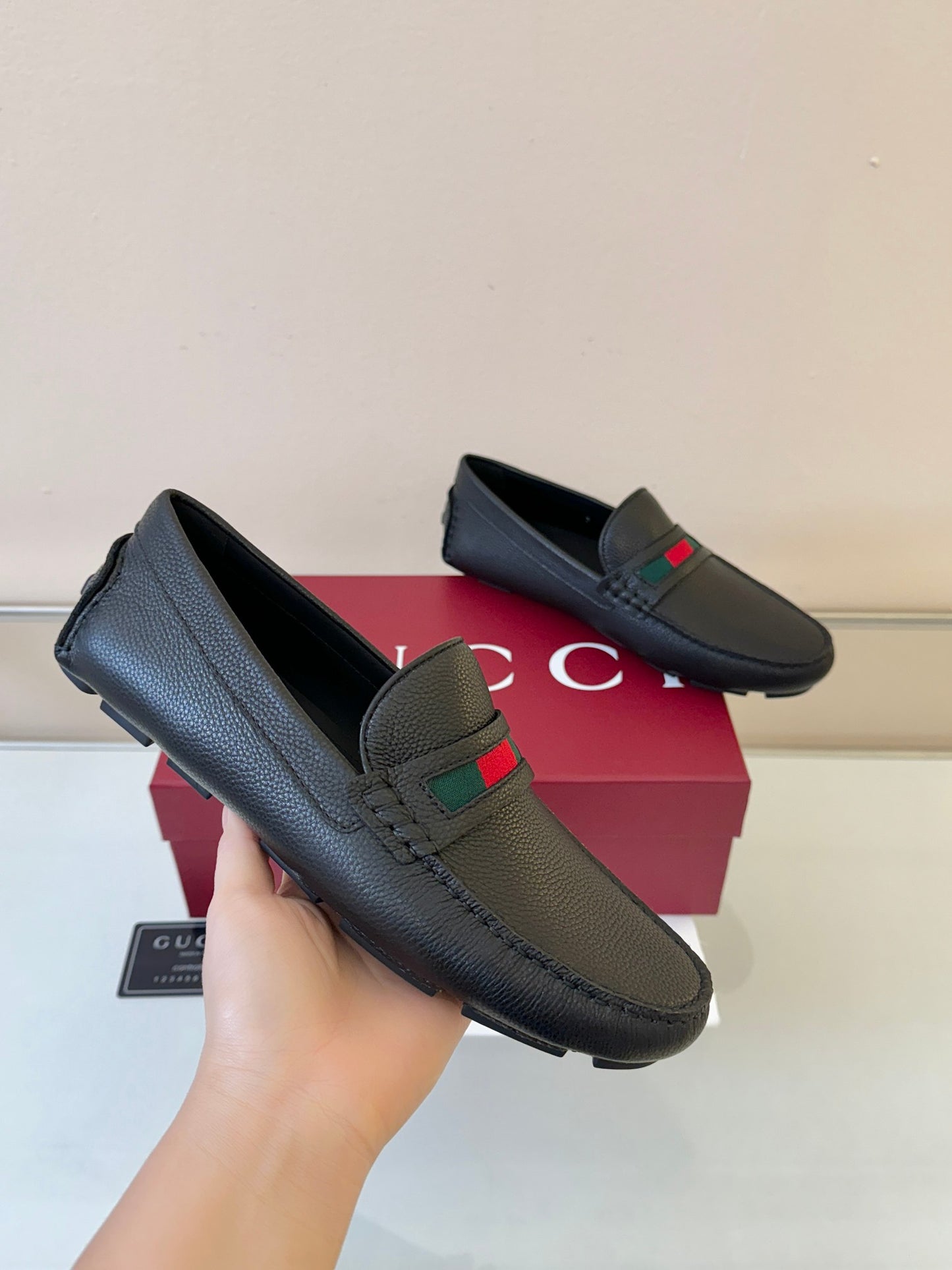 Gucci Men's Pebbled Leather and Suede Driving Shoes