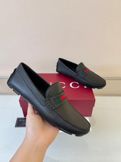 Gucci Men's Pebbled Leather and Suede Driving Shoes