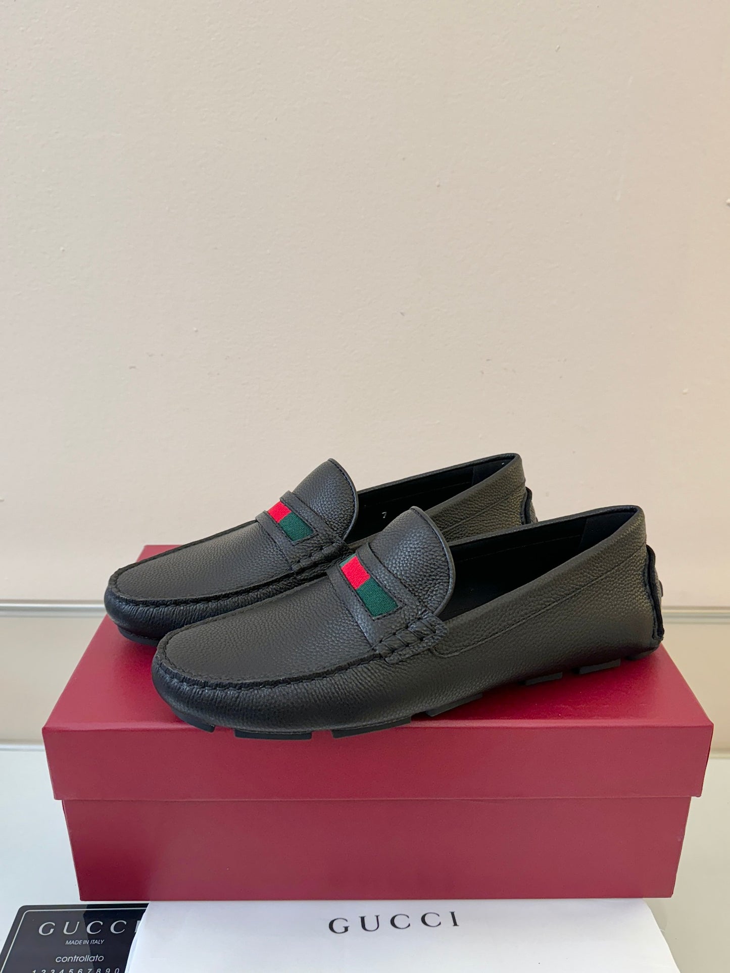 Gucci Men's Pebbled Leather and Suede Driving Shoes