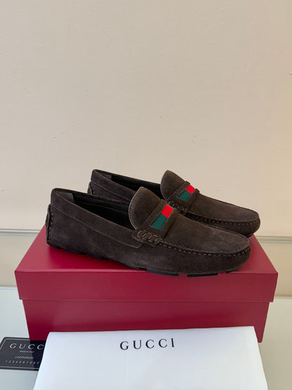 Gucci Men's Pebbled Leather and Suede Driving Shoes